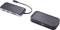 En USB-C-hubb med HDMI, VGA, USB-portar och en integrerad kabel. Lämplig för att ansluta flera enheter till en bärbar dator.
