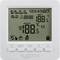 Ett digitalt termostat visar rumstemperaturen 18,5 °C. Symboler för värmeprogrammen, tid, autoläge och lås.
