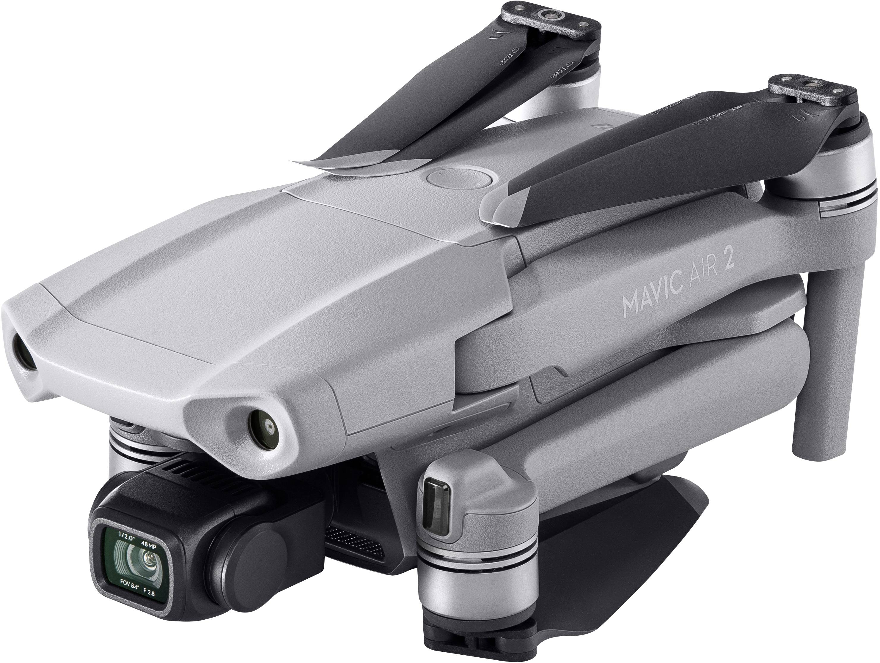 En ihopvikt grå drönare med texten 'Mavic Air 2', som ser kompakt och reseklar ut.