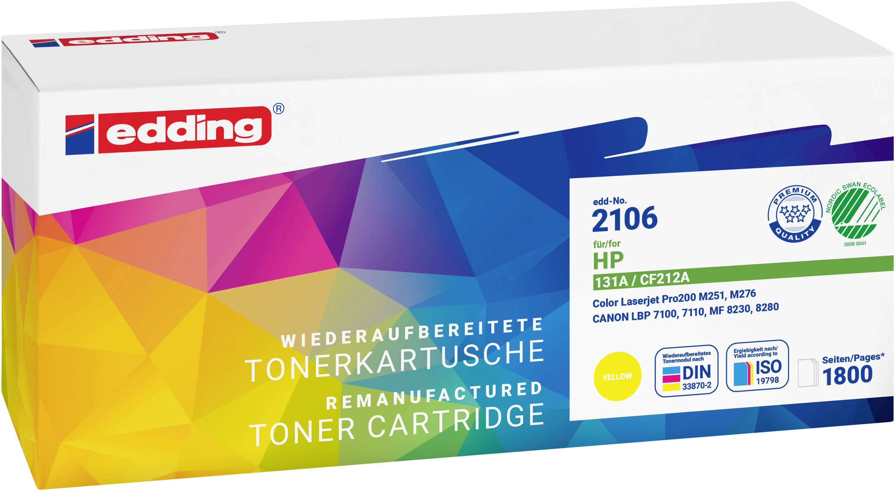 Edding EDD-2106 Toner Ersätter HP 131A (CF212A) Gul 1800 sidor Kompatibel Tonerkassett-0