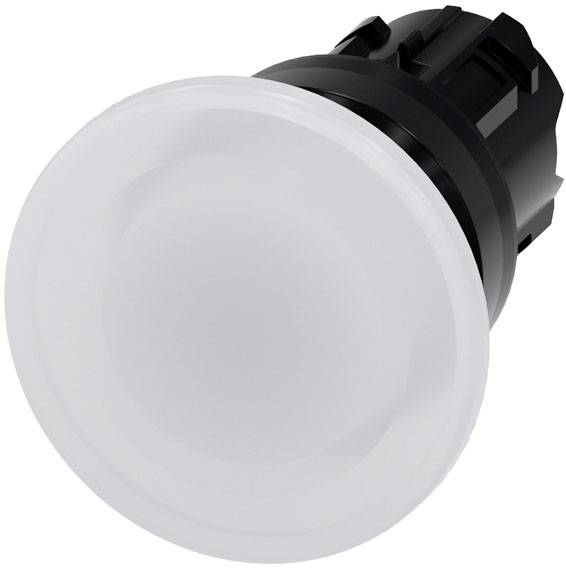 Siemens 3SU10011BD600AA0 3SU1001-1BD60-0AA0 Svampknapp Plastfrontring Knapp Svart, Vit 1 st Piece