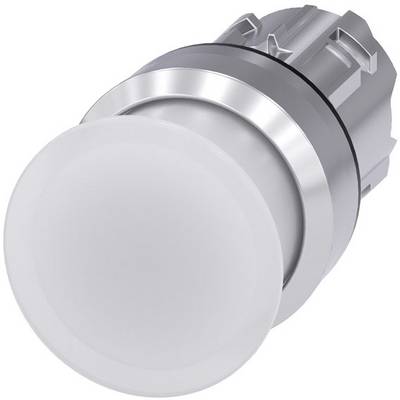 Grå rund tryckknapp, lämplig för industriella tillämpningar eller manöverpaneler. Hölje av metall, robust design.