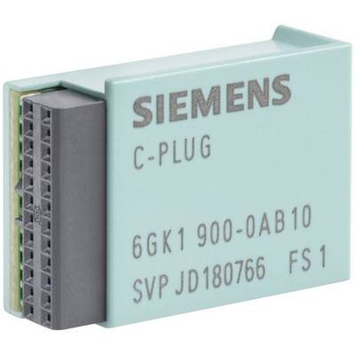 En turkosblå Siemens C-Plug med påskriften '6GK1 900-0AB10 SVP JD180766 FS 1', en datahanteringslagringsenhet.