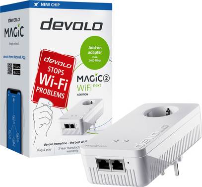 Devolo Magic 2 WiFi next Powerline WLAN förlängningsadapter 8610 DE, AT, NL, EU Powerline, WLAN 2400 MBit/s