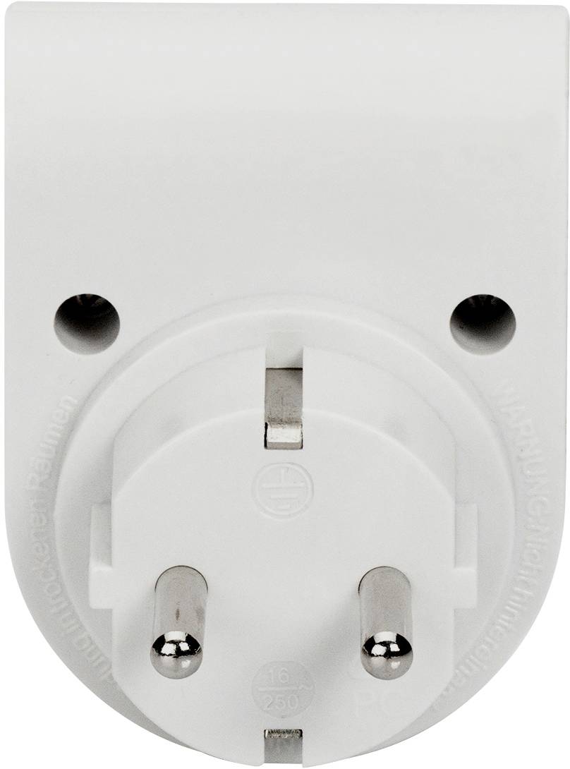 En vit stickkontaktsadapter med två runda, knotiga kontakter för strömförsörjning.