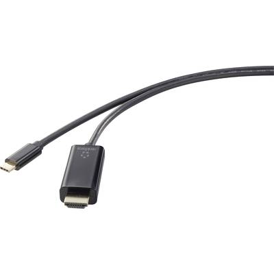 En svart HDMI-kabel med två olika kontakter: Mini-HDMI och standard-HDMI. Perfekt för att ansluta enheter.