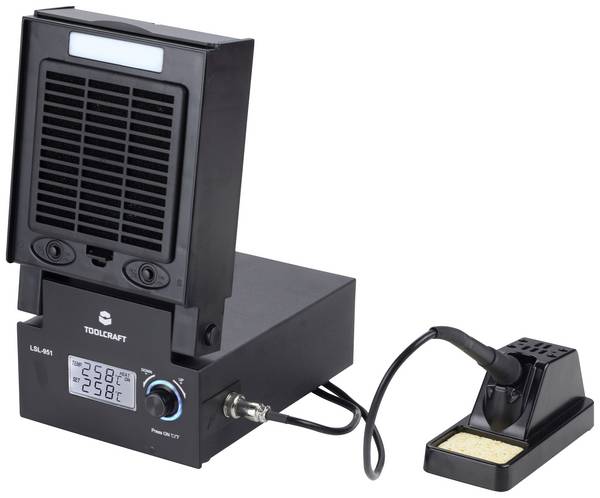 <br>  TOOLCRAFT<br>  LSL-951<br>  Lödstation med LED-belysning och lödsug<br>  digital<br>  80 W<br>  160 - 480 °C<br>  <br>
