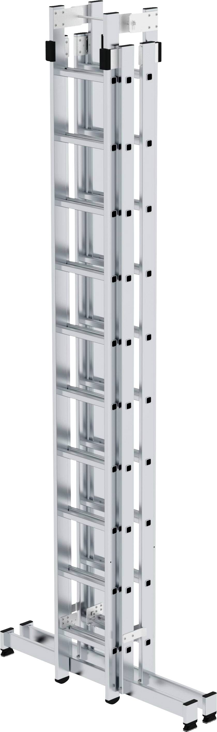 En lång, fristående aluminiumstege med flera pinnar, i upprätt position, lämplig för mångsidig användning.
