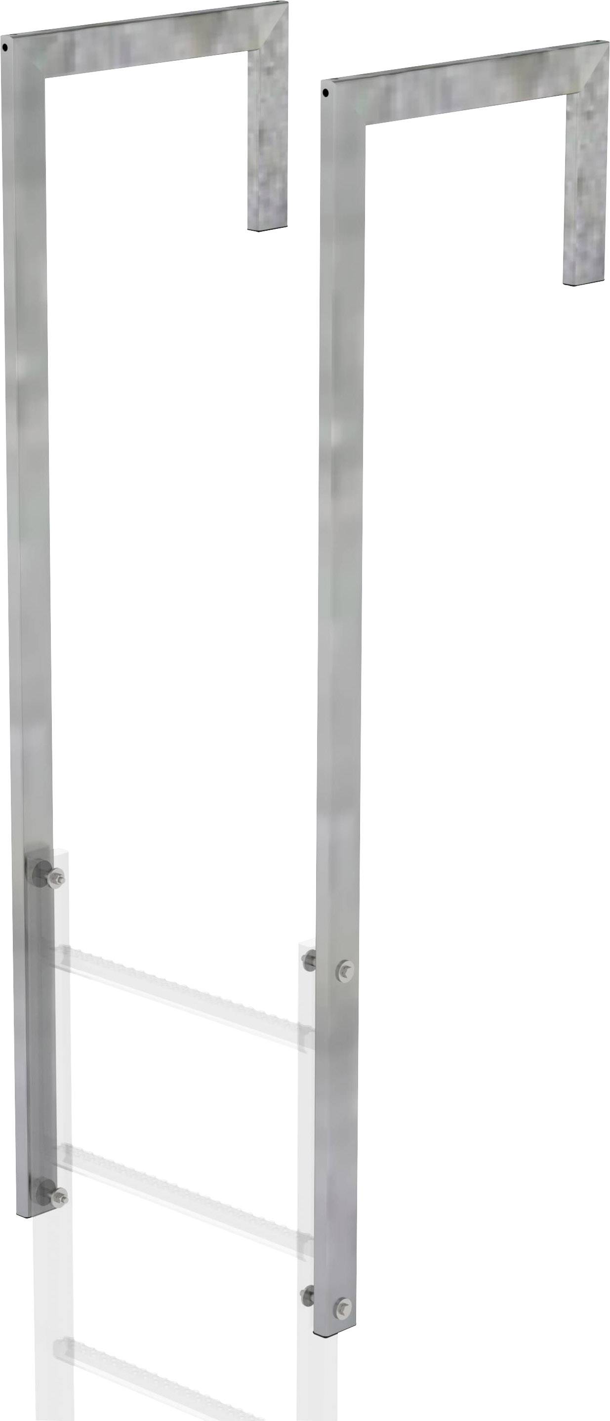 Stege med två metallstänger och två steg, lämplig för användning i en pool för säker ingång och utgång.