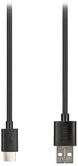 Svart USB-kabel med en USB-A-kontakt på ena sidan och en USB-C-kontakt på den andra sidan, lämplig för dataöverföring.