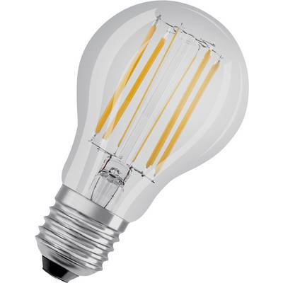 En glödlampa med synliga filament som kombinerar energieffektivitet och modern design. Lämplig för olika belysningsändamål.