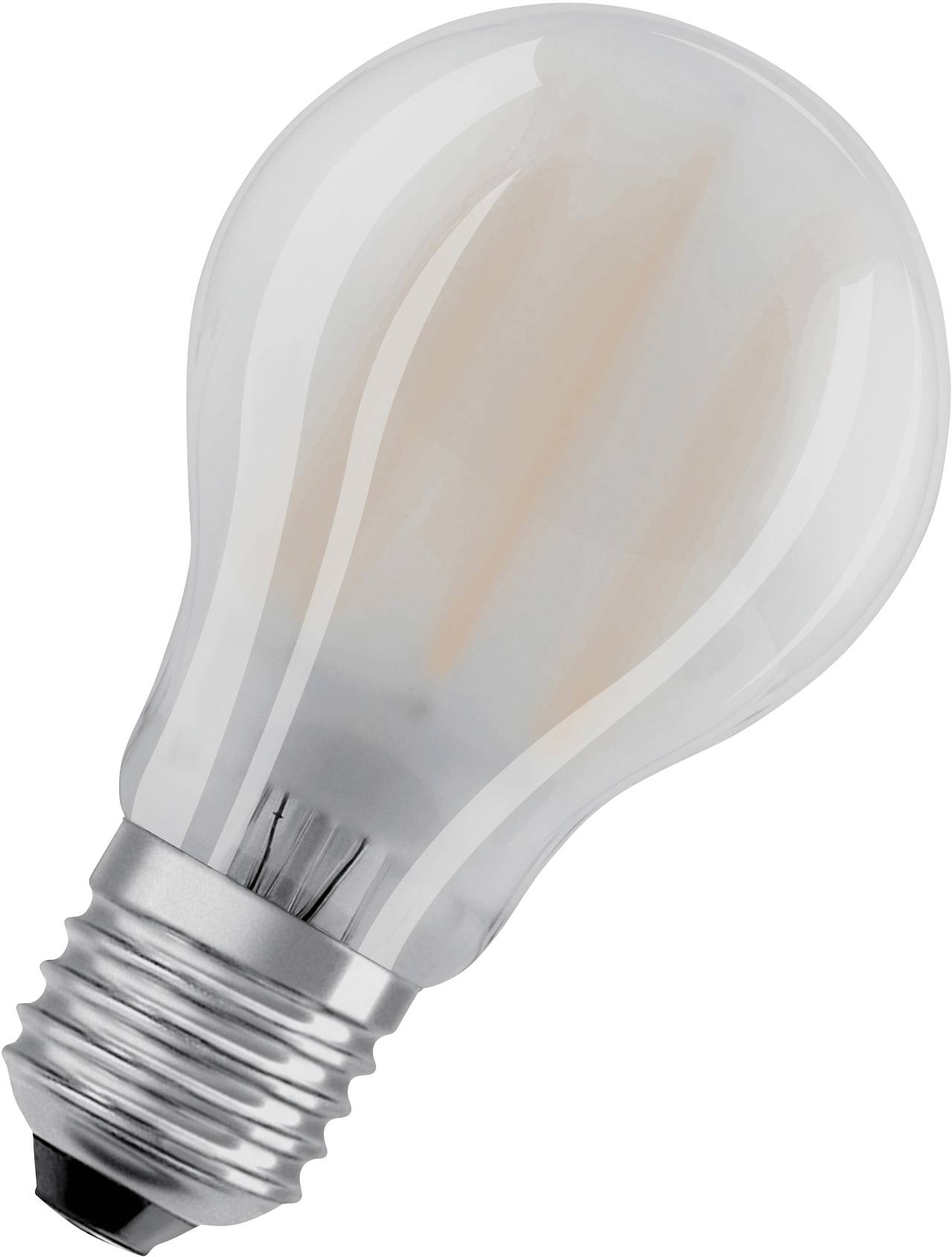 Glödlampa med silverrundel på vit bakgrund.