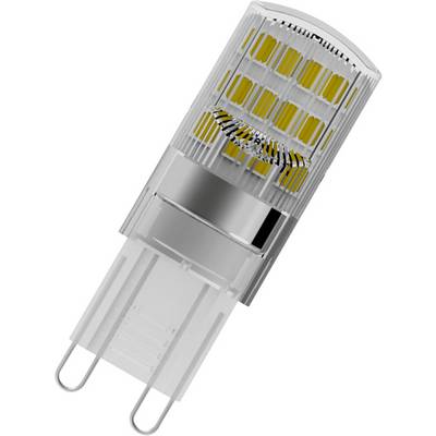 En LED-lampa med ett transparent hölje visar gula lysdioder inuti.