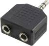 LogiLink CA1002 Adapter Teleplugg Audio Adapter [1x Teleplugg 3.5 mm - 2x Telejack 3.5 mm, Telejack 3.5 mm] Svart