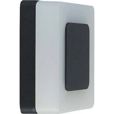 En rektangulär vägglampa med en svart panel placerad mitt på en vit bakgrund. Modernt design.