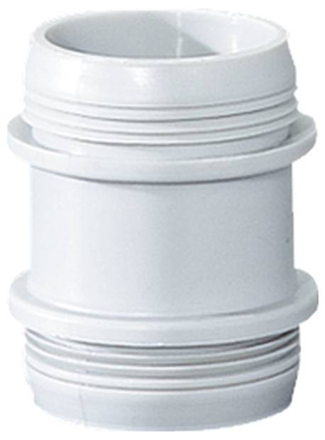En vit, cylindrisk plastadapter med räfflor, lämplig för anslutningsändamål inom sanitets- eller byggindustrin.