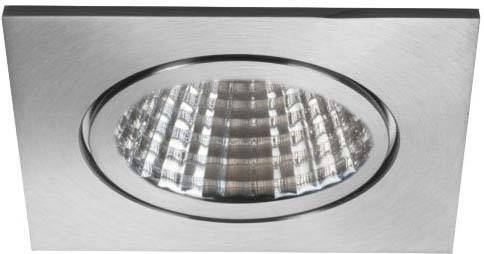 Infälld armatur i metall med cirkelformad, reflekterande insida, lämplig för modern takbelysning.