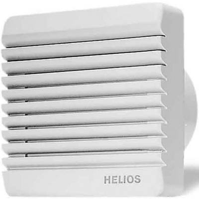 Vit ventilationskåpa med horisontella lameller, inskription 'HELIOS' nere till höger.