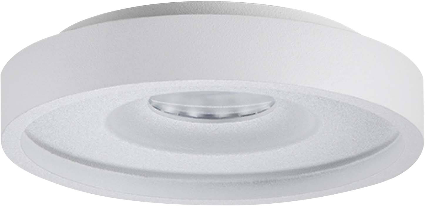 Vit, rund LED-taklampa med enkelt design, lämplig för moderna interiörer.