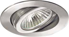En silverfärgad infälld armatur med justerbart hölje, lämplig för inombelysning, uppvisar en modern design.