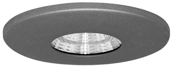 Infälld lampa med rund, svart ram och synlig glödlampa. Lämplig för inomhusbelysning, diskret design.