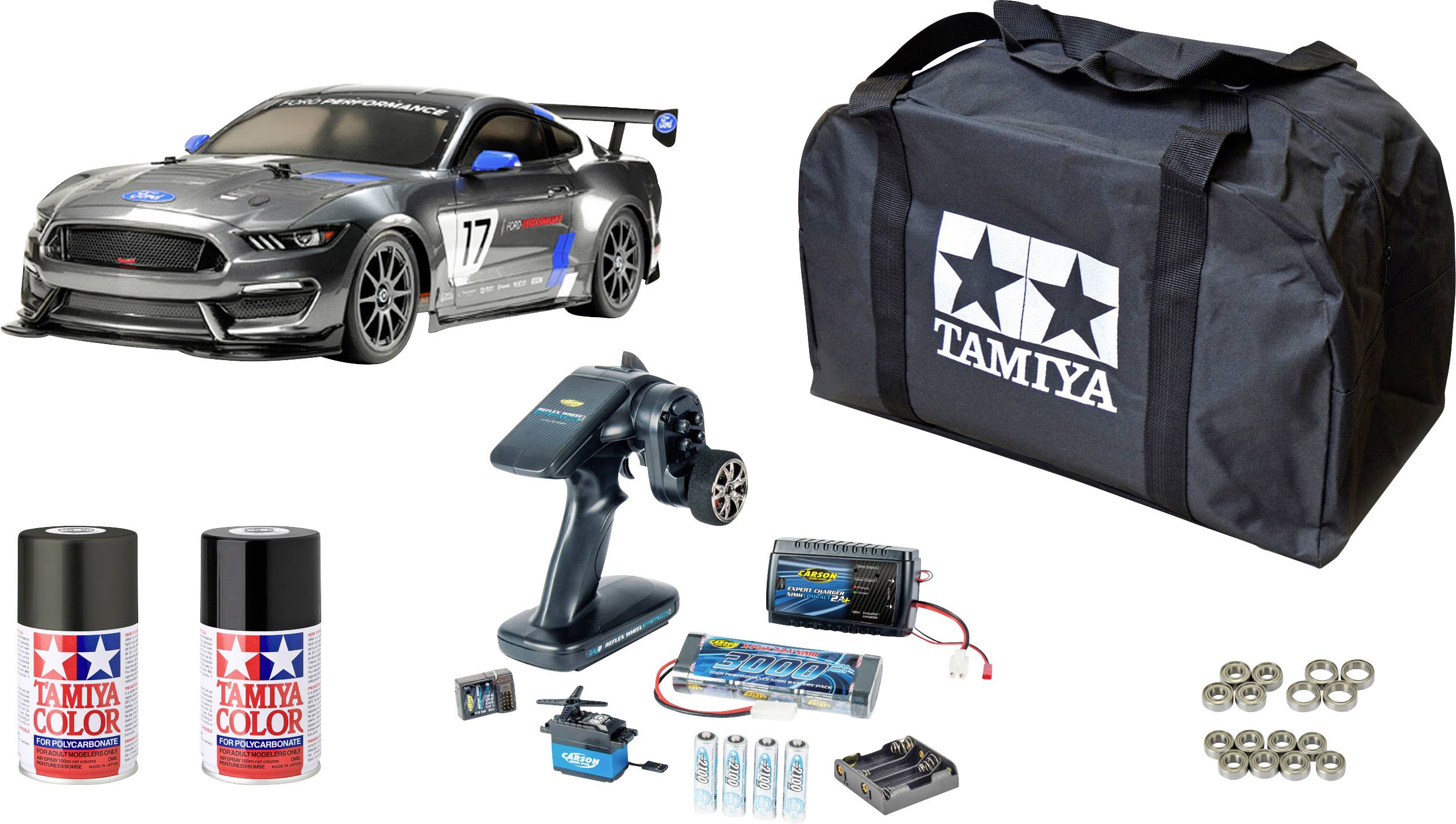 Tamiya 1:10 RC modellbil Elektrisk Gatumodell Ford Mustang GT4 Borst motor Fyrhjulsdrift (4WD) Byggsats ekonomisats TT-02 2,4 GHz Exklusivt set