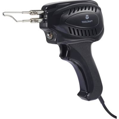 Lödpistol från Toolcraft i svart med ergonomiskt grepp och två metallspetsar, lämplig för precisionsljudning.
