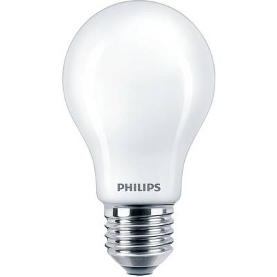 En vit glödlampa med skruvfattning där det står 'Philips'.