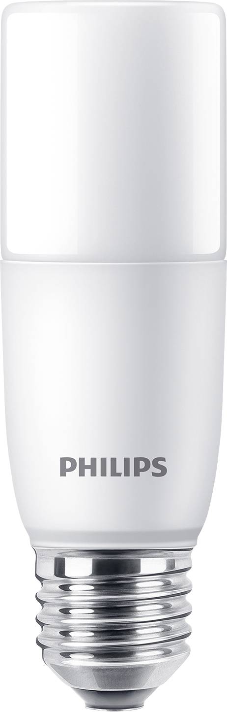 En vit Philips LED-glödlampa med skruvfattning.