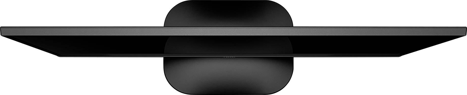 En tunn, svart skärm sedd uppifrån, på ett runt stativ.