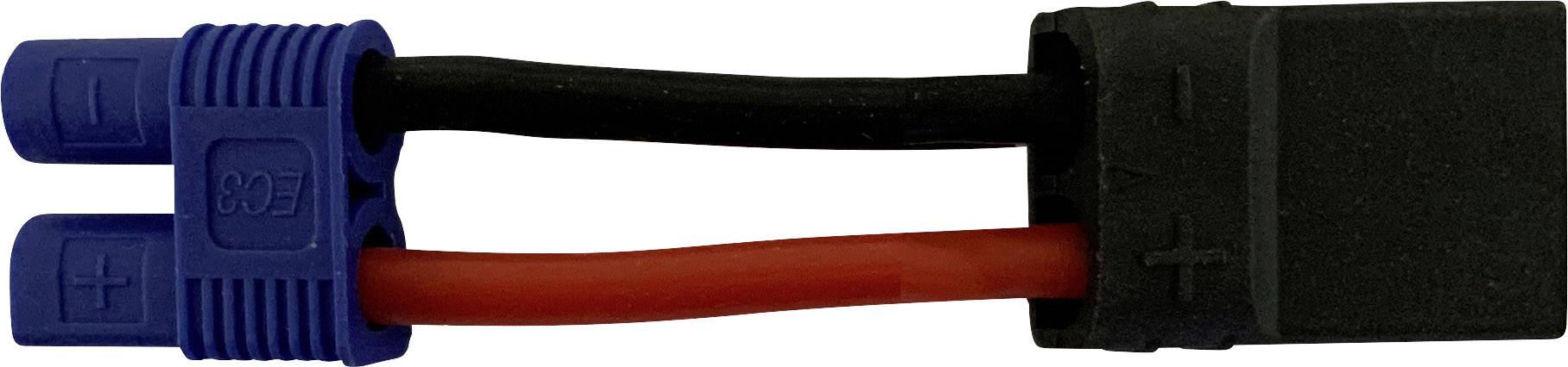 Ett adapterkabel med blå och svarta kontakter, förbundna genom röda och svarta kablar.