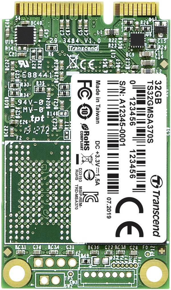Transcend 32 GB SSD-hårddisk mSATA SATA 6 Gb/s Box TS32GMSA370S