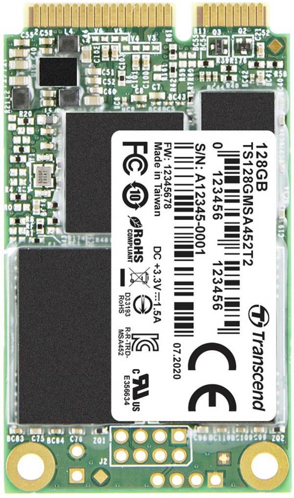 Transcend MSA452T2 128 GB SSD-hårddisk mSATA SATA 6 Gb/s Industrial TS128GMSA452T2