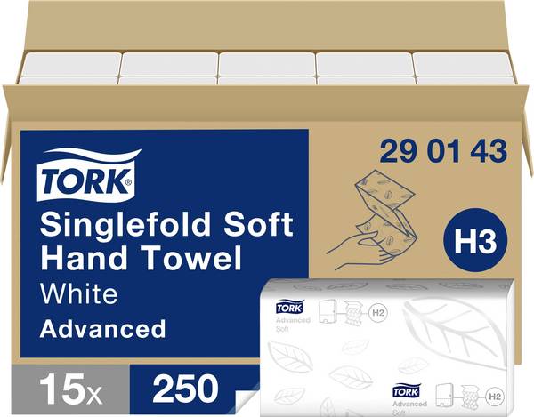 TORK 290143  Pappershanddukar (L x B) 23 cm x 22.60 cm Vit  3750 st