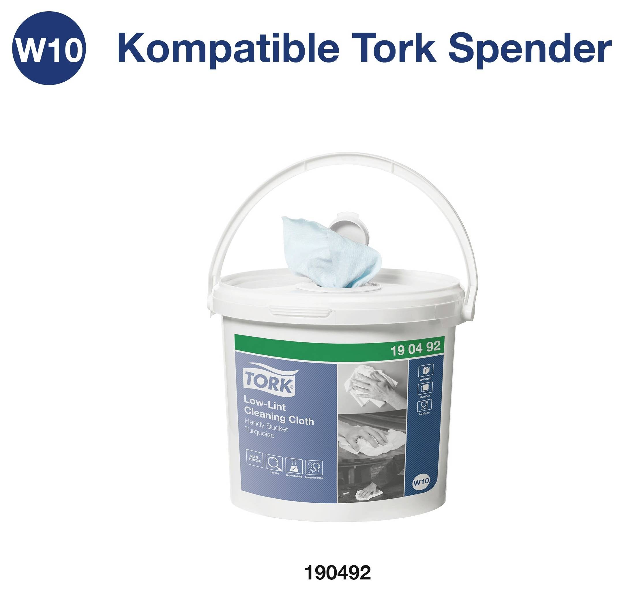 Tork Dispenser-Hink 'W10' med rengöringsdukar; produktbild med artikelnummer 190492.