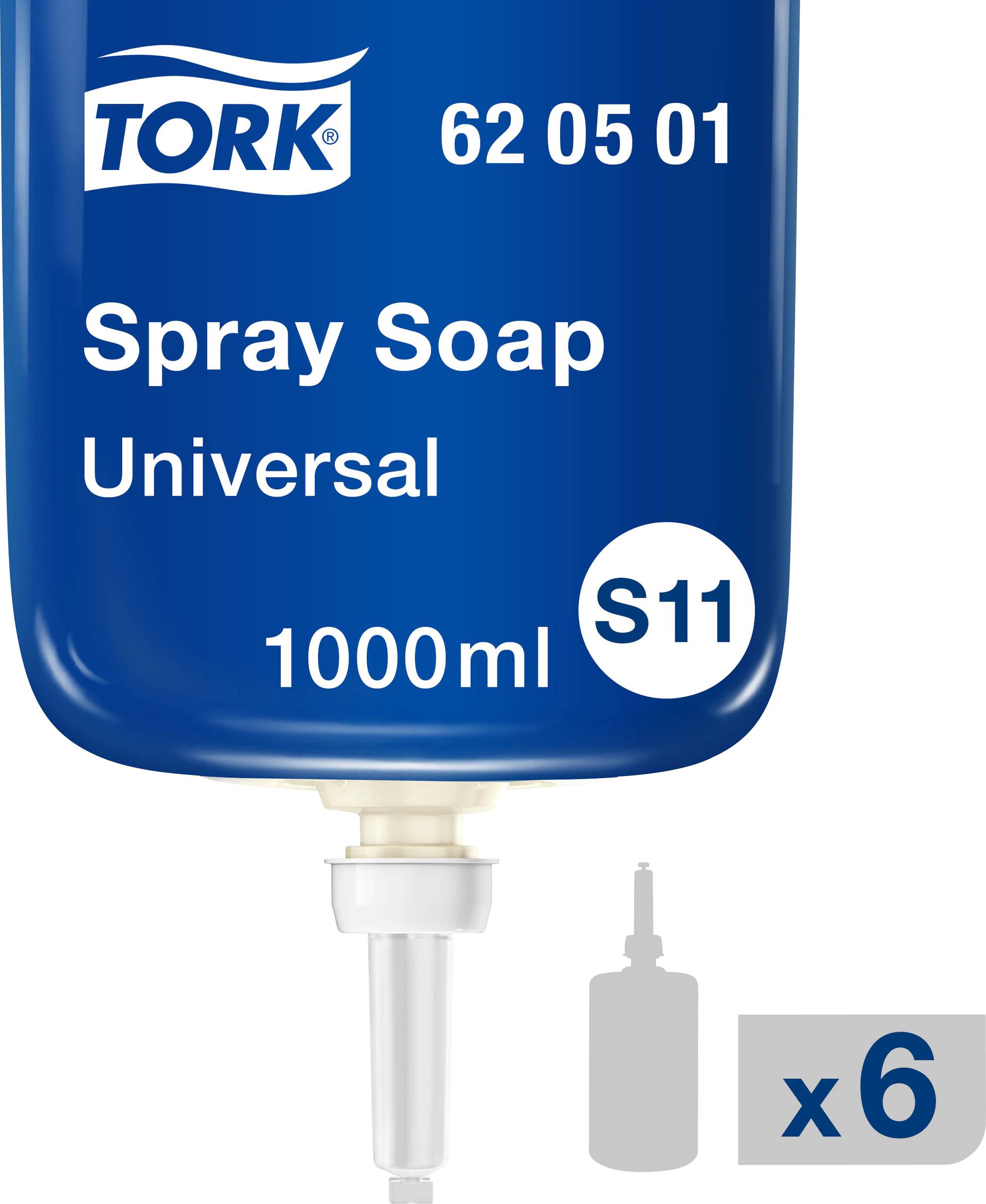 Blå Tork tvålbehållare, 1000 ml spraytvål, Universal, Modell S11. Förpackning med 6 stycken.