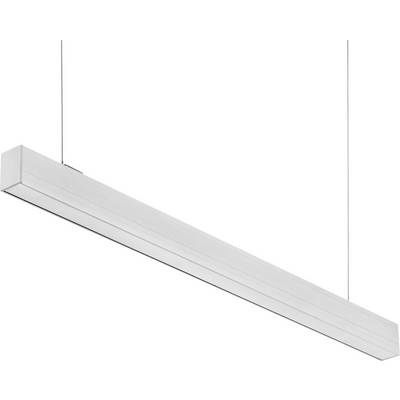Lång, modern, hängande LED-armatur med ett smalt, rektangulärt design, lämplig för belysning i kontors- eller bostadsmiljöer.
