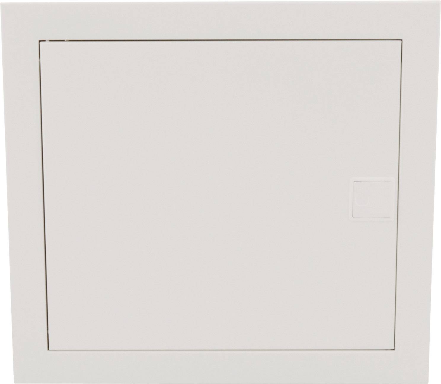 Vit kvadratisk väggplatta med minimalistisk design, helt utan synliga märkningar eller detaljer.