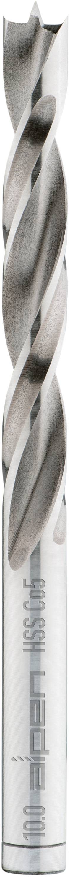 Metallborr med silvergrå skaft och fräst spiraldesign.