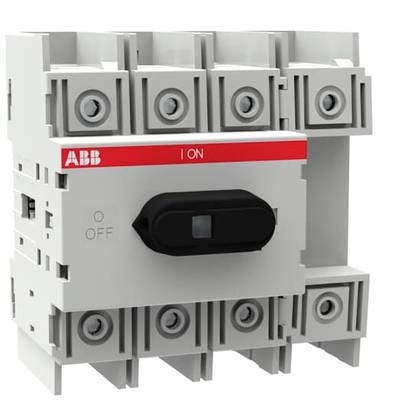 En grå effektbrytare märkt 'ON' och 'OFF'. Omkopplaren är i 'ON'-läge och har ABB-logotypen.