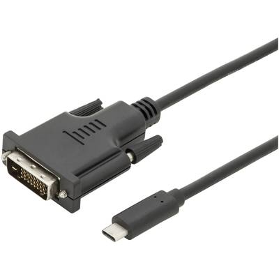 Digitus USB-C® / DVI Adapterkabel USB-C®-kontakt, DVI-D 24+1-polig Kontakt 2.00 m Svart AK-300332-020-S Skärmad, dubbelt