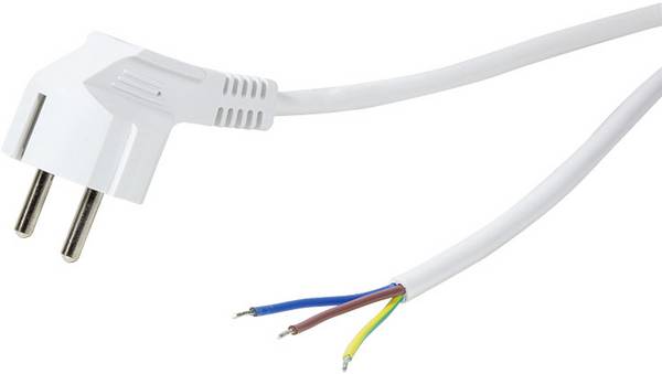 LogiLink Ström Anslutningskabel [1x Jordad vinkel stickpropp - 1x Öppen ände] 1.50 m Vit