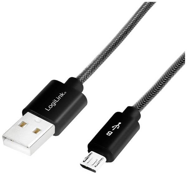 LogiLink USB-kabel USB 2.0 USB-A kontakt, USB-Micro-B-kontakt 1.00 m Svart CU0132