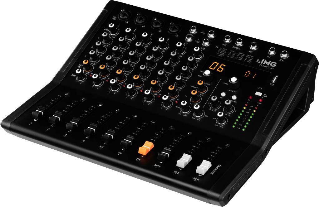 IMG Stageline MXR-80PRO Mixerkonsol Antal kanaler:8 Bluetooth, USB-anslutning