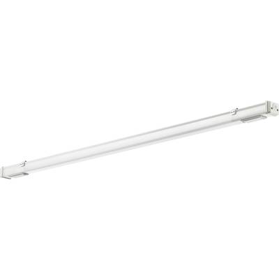 En lång, vit LED-armatur som är lämplig för takmontering. Den har en smal design och passar utmärkt för belysning av stora utrymmen.
