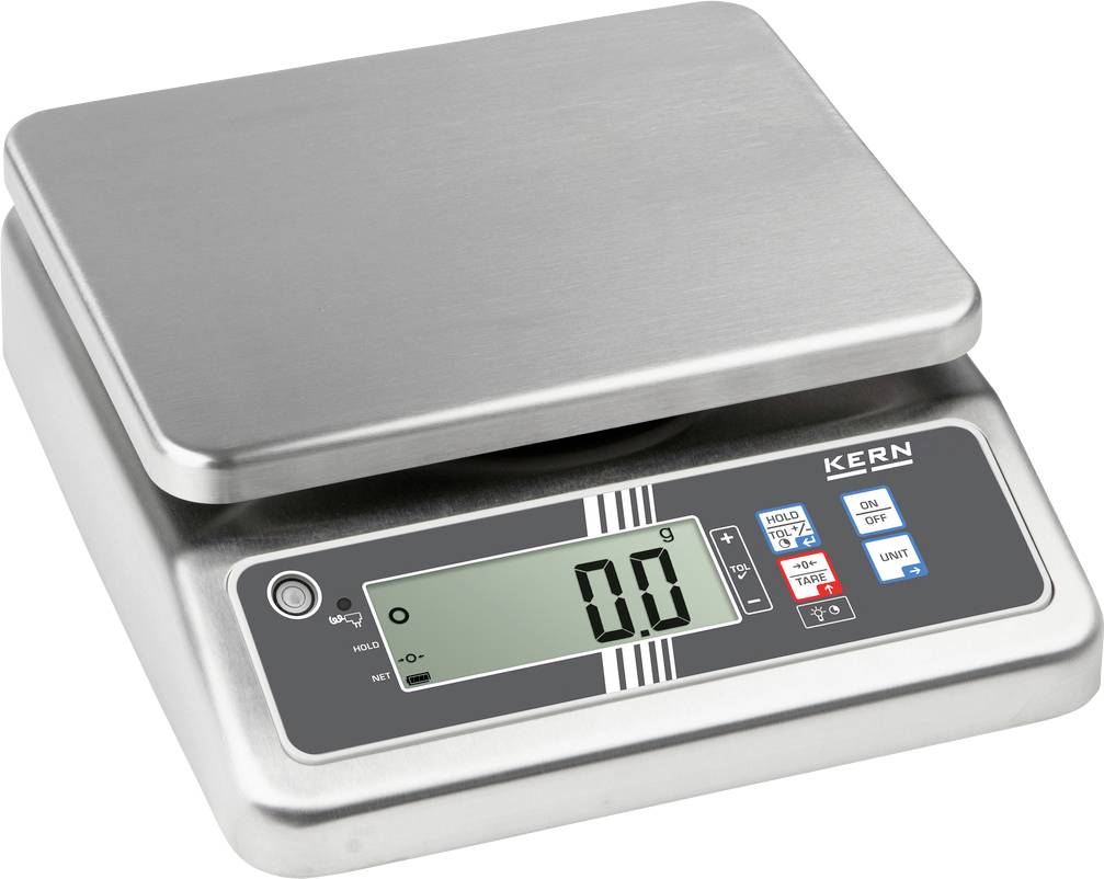 Digital kökvåg med rostfri plattform och display, visar 0,0 gram.