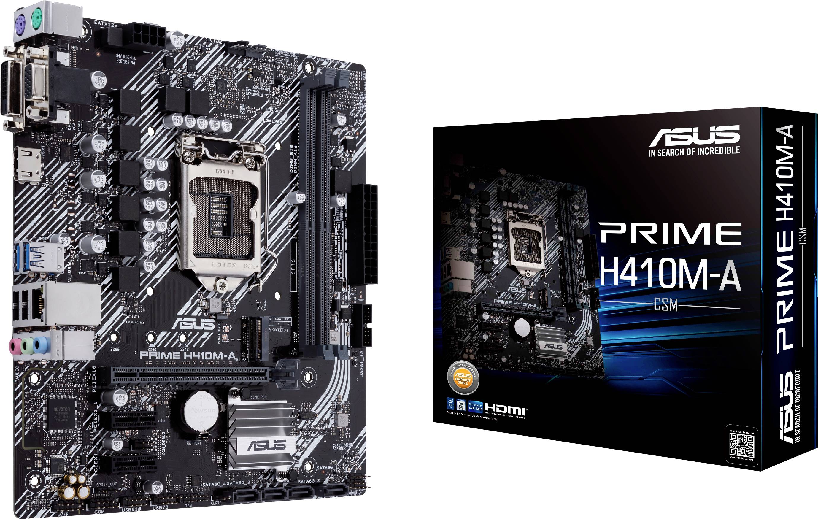 Asus PRIME H410M-A/CSM Moderkort Sockel Intel® 1200 Formfaktor Micro-ATX Moderkort-chipset Intel® H410