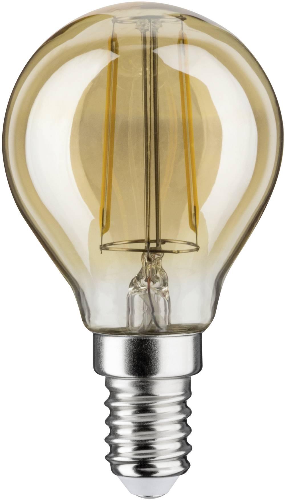 Glödlampa med synligt glödtråd och E14-sockel, lämplig för dekorativa ändamål och belysning i retrostil.