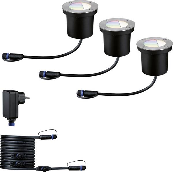 Paulmann Boden Einbauleuchten Starterset RGBW 94275 Belysningssystem Plug&Shine ZigBee    LED 3.6 W Varmvit Silver