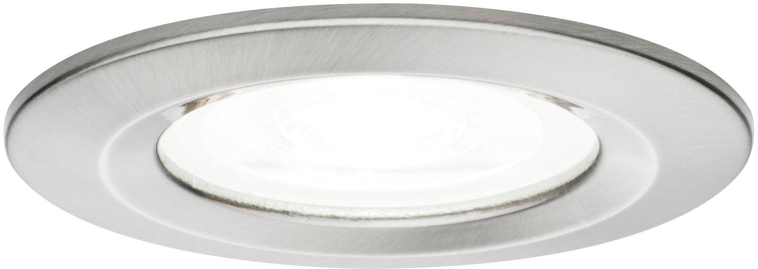 Rund LED-infälld taklampa i silverhölje, uppvisar modernt och minimalistiskt design för belysning i bostäder eller affärslokaler.